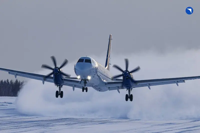 Взлёт Ил-114-300 со снежной полосы, Якутск
